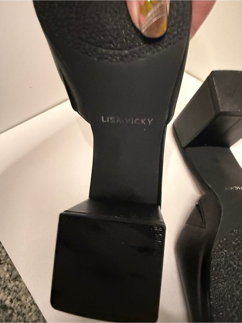 Lisa Vickey Black Block Heel Slide Sandals - Picture 4 of 4